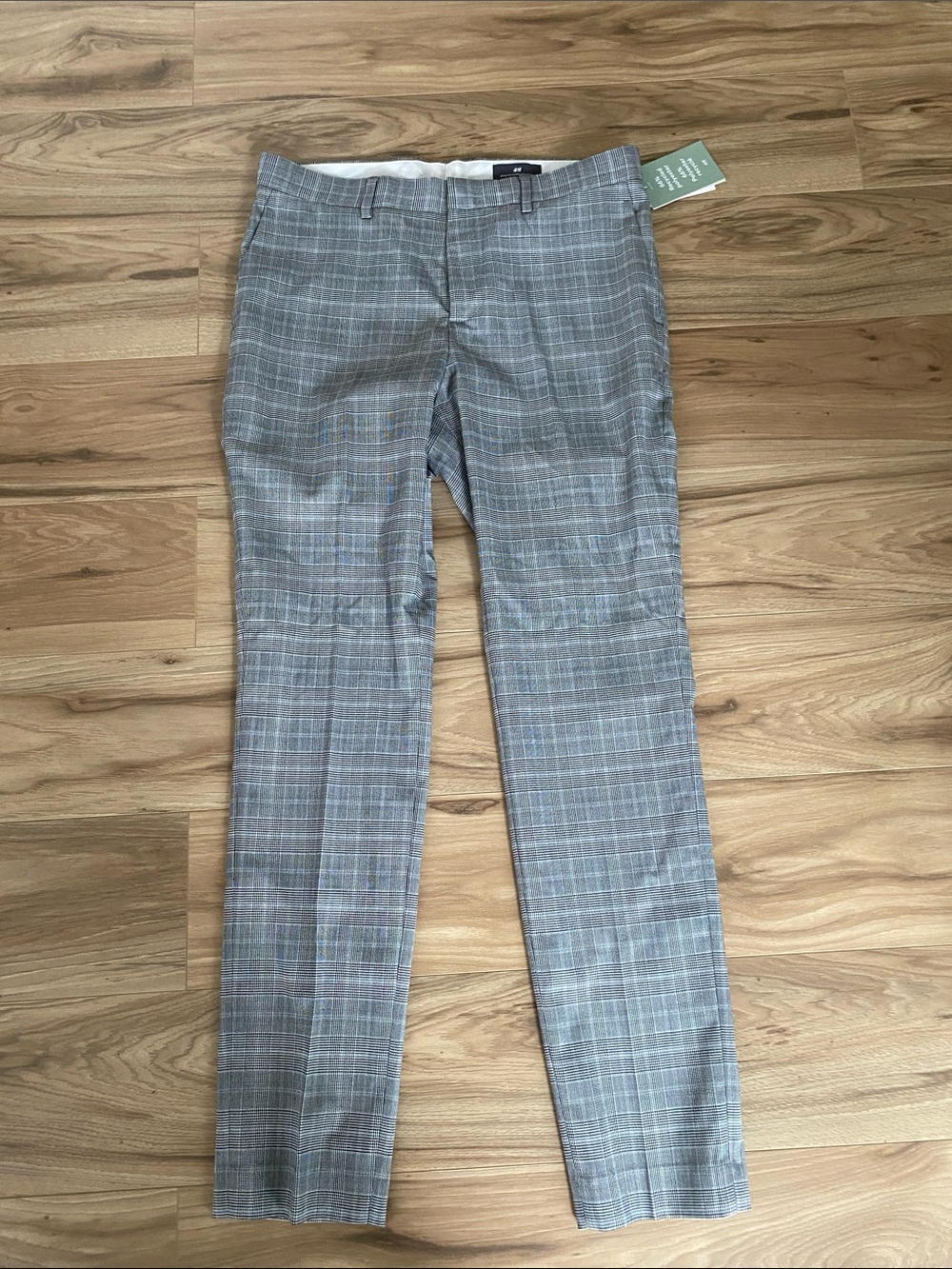H&M Men's Gray Plaid Dress Pants - Slim Tailored